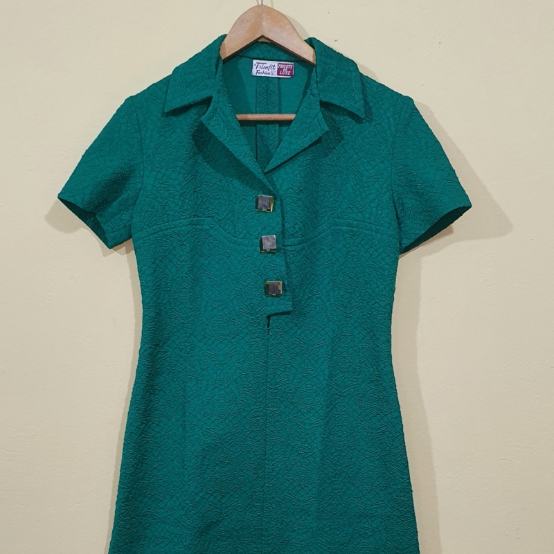 VESTIDO TUBINHO POLIÉSTER VERDE VINTAGE ANOS 60 Shopee Brasil