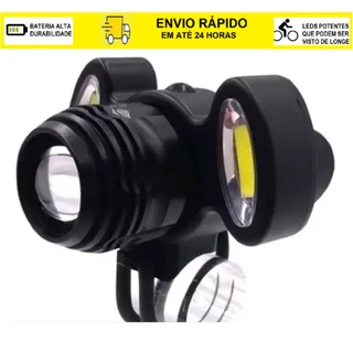 Farol Lanterna Bike Biclieta 3 Focos Led Com Zoom Recarregável Ciclismo