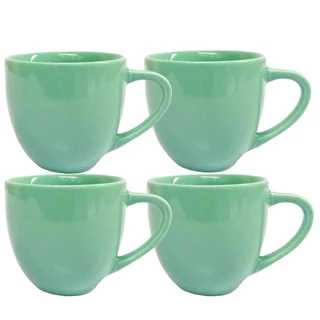 Jogo 4 Xicara Café Chá Porcelana 170ml > Cor Verde