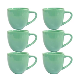 Jogo 6 Xicara Café Porcelana 95ml > Cor Verde