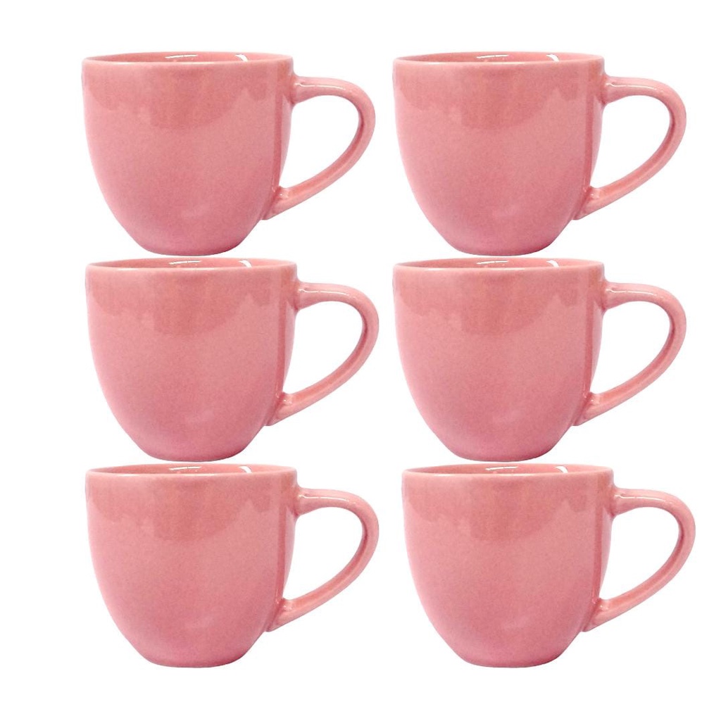 Jogo 6 Xicaras De Porcelana Para Café Chá 170ml Caixa Em Mdf Decorada  Várias Cores cor:Rosa