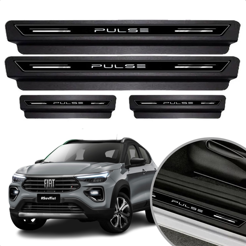 Jogo Soleira Proteção Premium Preto Black Fiat Pulse 2022