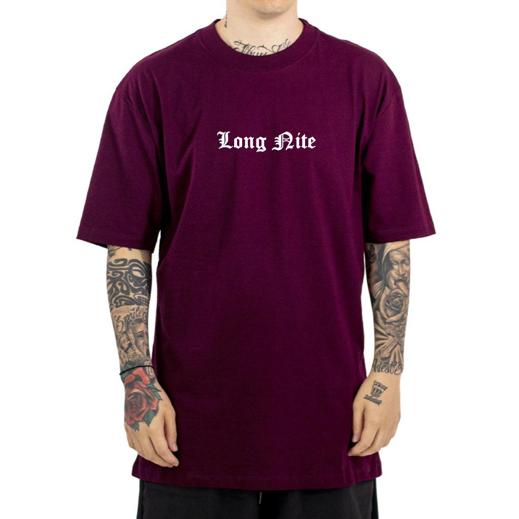 Camiseta Streetwear Oversized Trap Rap Underground Longnite Racionais Bordô