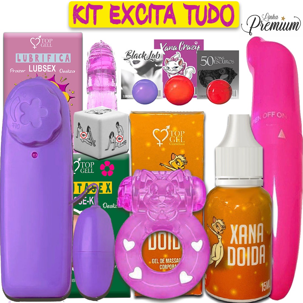 Kit Sex Shop Excita Tudo Vibrador E Produtos Sexy Shop Golfinho Premium Eróticos Xana Loka 5998