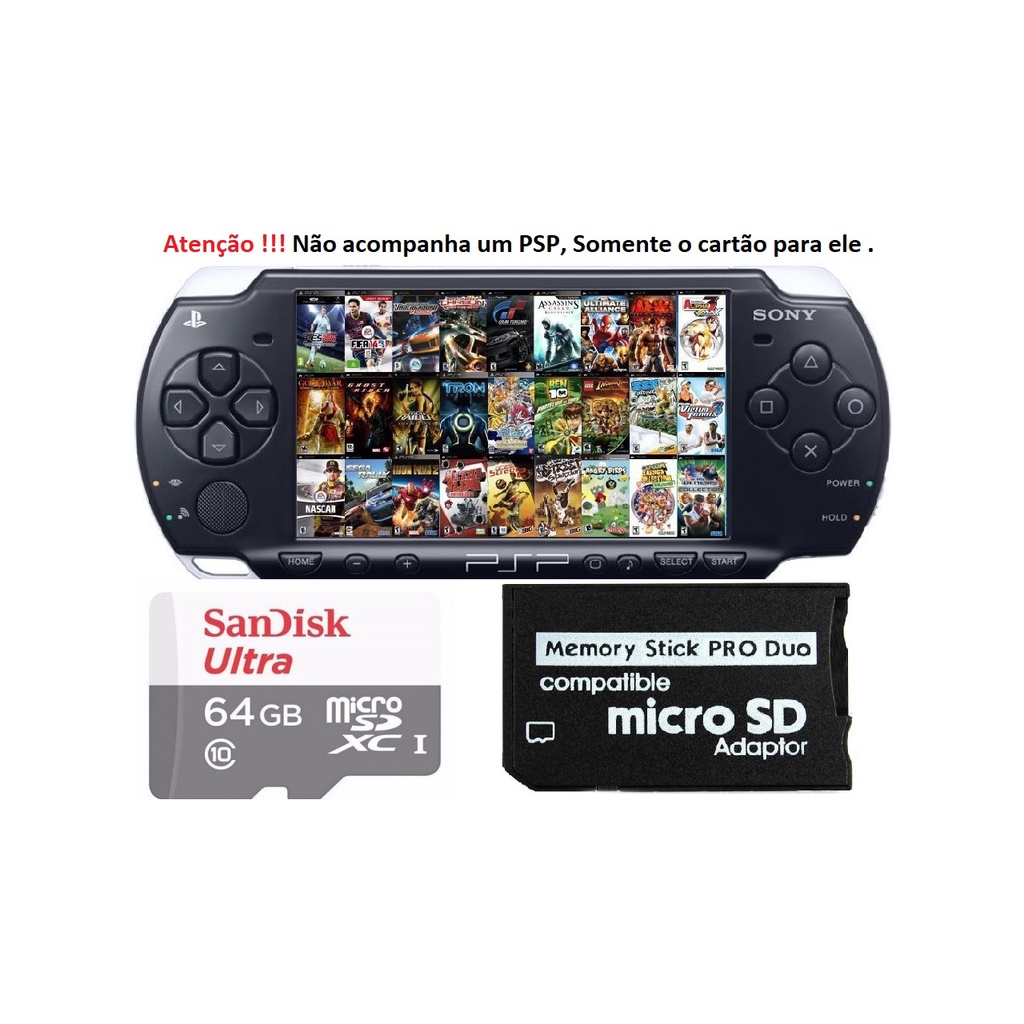 Cartão de Memória Para PSP Sony 64gb + Jogos