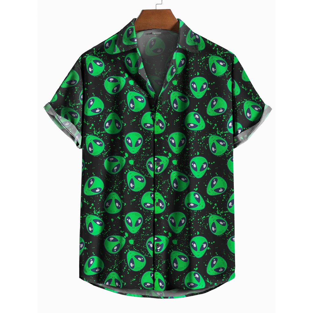 Camisa de botão Moda Verão estampa ETE Aliens [Ref-81] | Shopee Brasil