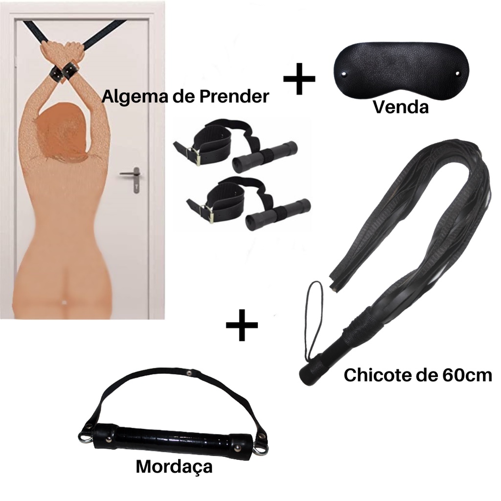 Kit Algema C Tiras De Prender Chicote De Cm Venda Preta