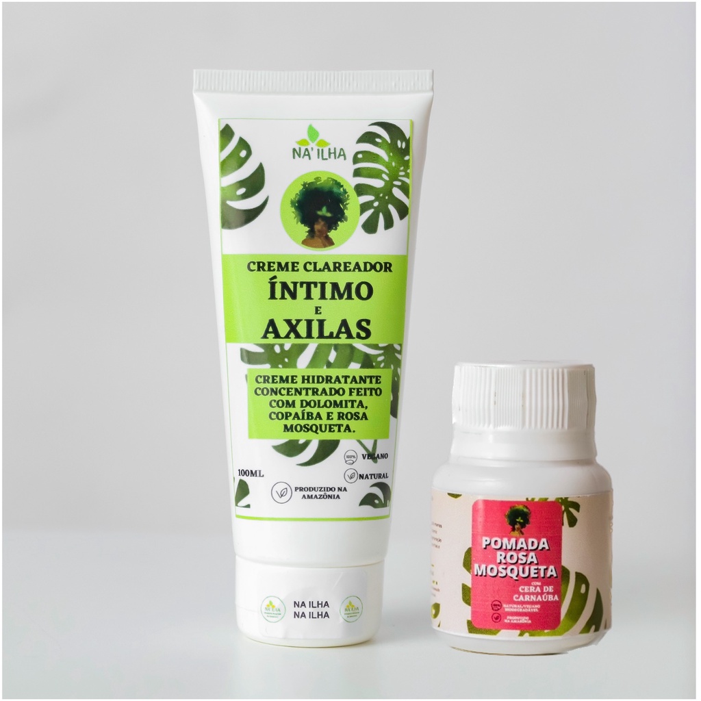 Creme Clareador íntimo de Axilas e Virilhas com pomadinha de Rosa Mosqueta 30g para Manchas do Rosto