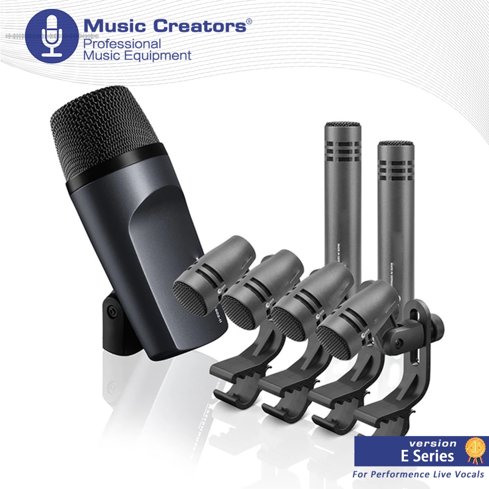 E600 Kit De Microfone De Instrumento Musical Cardioide De Tambor e604 e602 e614 Cabine Condensador Com Uma Caixa De Alumínio Para Banda Sennheiser