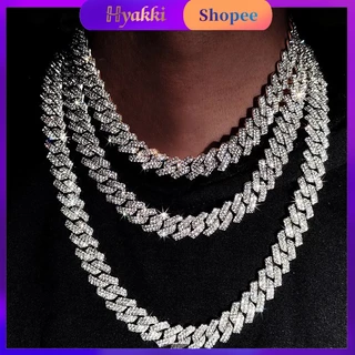 Colar HYAKKI Hip Hop 15MM Homem Pulseira Diamante Cuba Corrente De Rhinestone Para Jóias Femininas