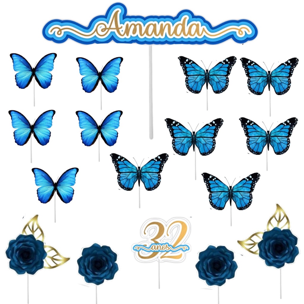 Bolo tema borboleta azul Para uma - delicias_da_josy10