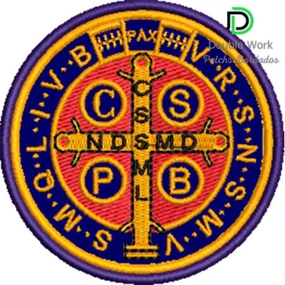 Patch Bordado Medalha de São Bento 8x8cm Cód.4926
