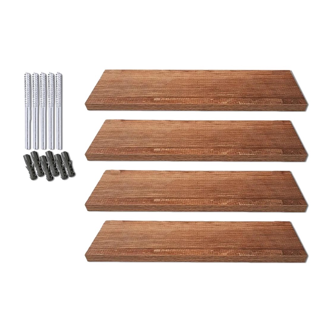 Kit 4 Prateleiras De Madeira 90x20 Para Quarto Com Suportes