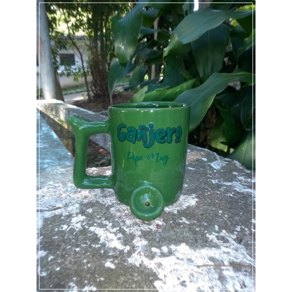 Caneca Pipe Mug Ganjero Caneca de Porcelana Cor Verde
