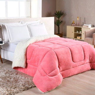 Coberdrom casal queen manta soft plush com sherpa rosa persa cobertor