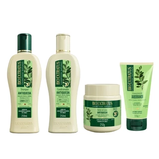 Kit Jaborandi Shampoo, Condicionador, Banho de Creme 250mL e Finalizador 150g Bio Extratus Antiqueda