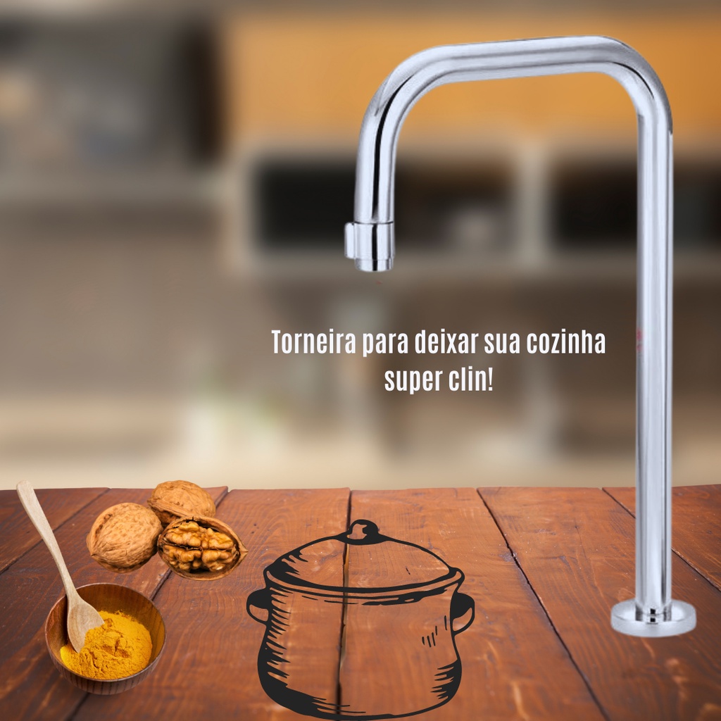 Torneira para Cozinha Bica Alta Quadrada