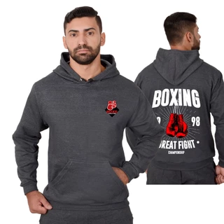 Blusa de Frio Boxing Estampa Luva de Boxe Moletom Peluciado Unissex