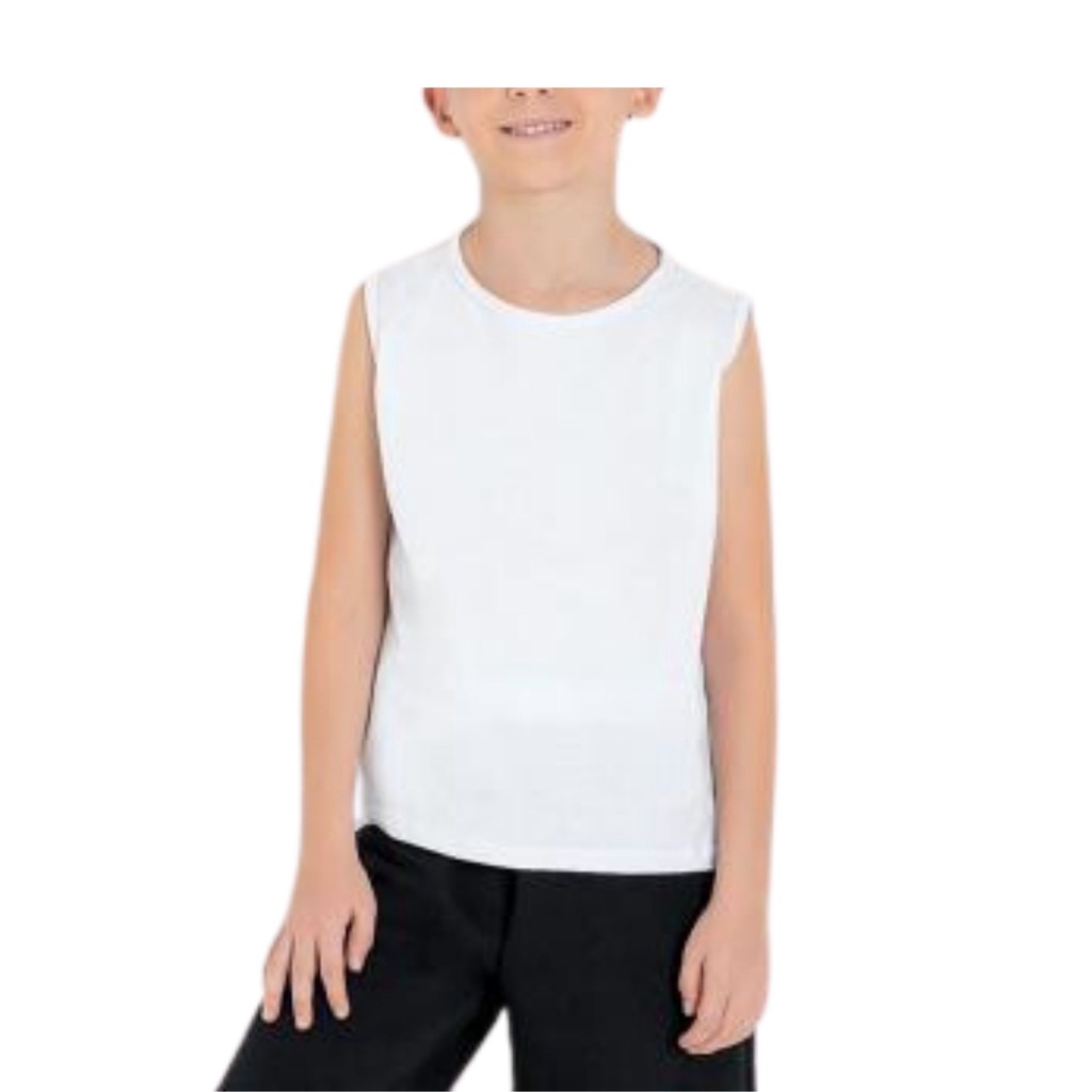 Camiseta Regata Infantil Branca 100% Poliéster