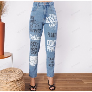 Calça Mom Feminina Jeans Customizado letras - Panda Gold - Calça Jeans  Feminina - Magazine Luiza