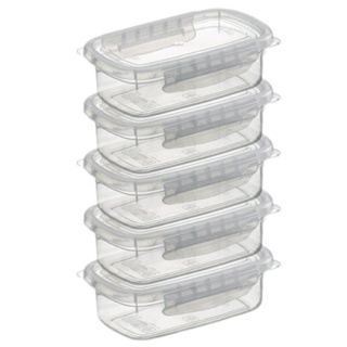 Kit 5 Potes Hémeticos 1,1Litros Com Trava Para Microondas e freezer Marmita Fitness