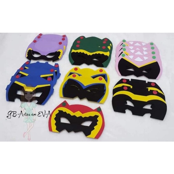 kit com 7 Máscaras Power Rangers Em Eva com Elástico | Shopee Brasil