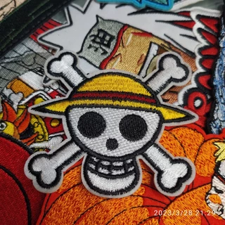 patch bordado luffy one piece caveira bandeira tripulação chápu de palha termocolante