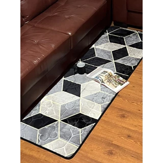 Tapete Sala Quarto Passadeira Geomético 0,6x2 Mt Antiderrapante Ins Flannel Grande Estampado