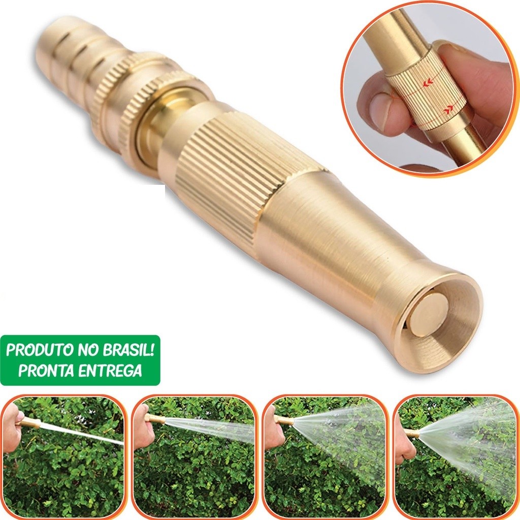 Pistola De Pulverização De Água De Alta Pressão Com Acessório De Ponta De Cobre Bocal De Latão De Jardim Mangueira Ajustável De 1/2 "