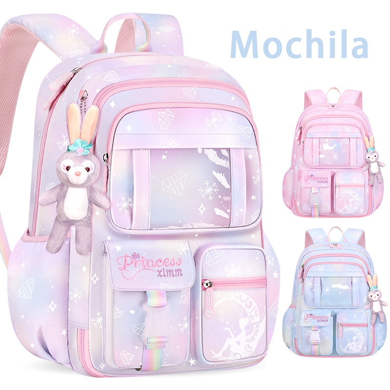 Mochila Escolar Infantil Menina Princesas Reforçada Bolsa Feminina Leve Grande Capacidade Grade 1-6