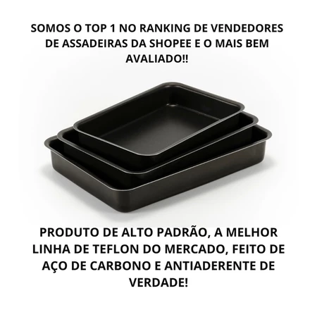 Conjunto de assadeiras antiaderente retangular teflon alta formas de bolo pão de queijo 3 pcs preta