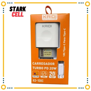 Carregador Turbo 20W + Cabo Tipo - C USB-C Compatível com entrada Type - C - KAIDI