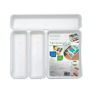 Kit 4 Separador Organizador De Gaveta Talheres Separação Garfo Faca Colher Modular DasPlast