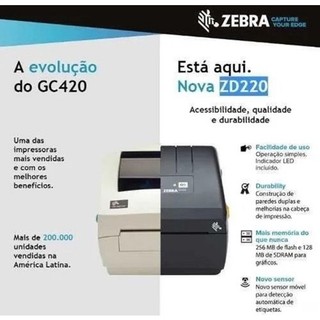 Impressora De Etiquetas E Código De Barras Zebra Gc420t Shopee Brasil