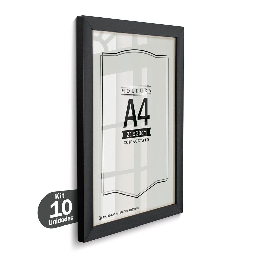 Kit 10 Molduras A4 21x30 Quadro Acetato Diploma Certificado