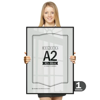 Quadro Moldura A2 42x60 Caixa Alta Grande Vidro Certificado Caixa Alta