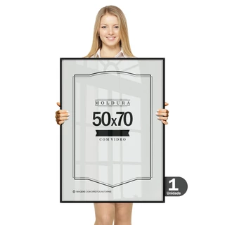 Quadro Moldura 50x70 Caixa Alta Grande Com Vidro Certificado Caixa Alta
