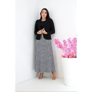 kit Saia Longa + Blazer Preto Malha Moda Evangelica Feminina Executiva