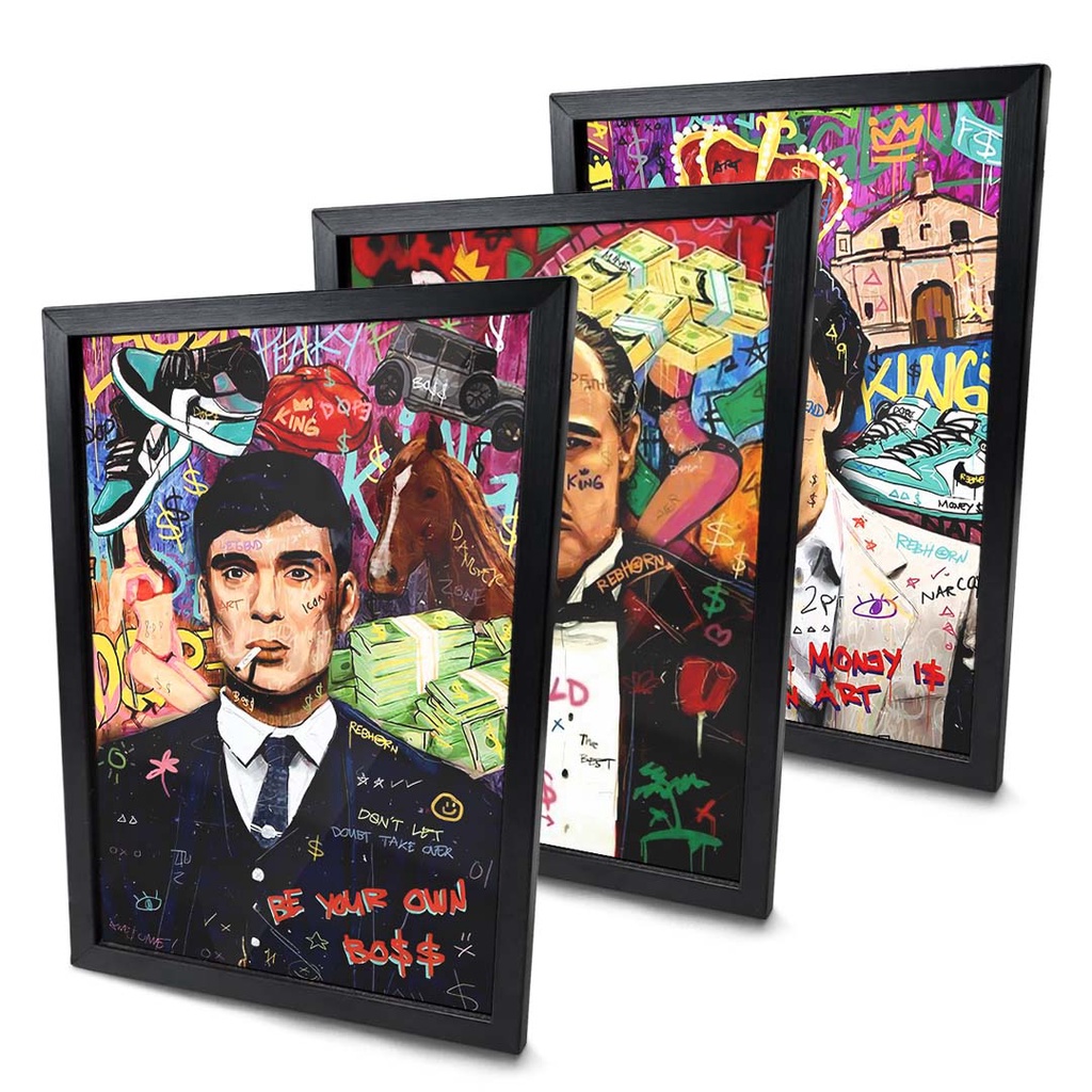 Quadros Grafite Gangster e Mafiosos Moldura e vidro