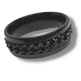 Anel Masculino 6mm Anti Stress Giratório Preto Aço Joias
