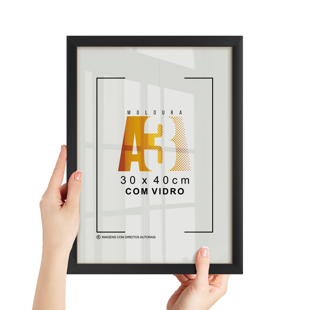 Quadro Moldura A3 30x40 Porta Retrato Com Vidro Certificado Caixa Alta