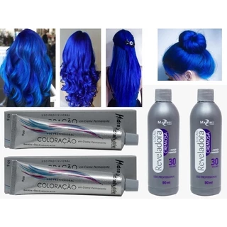 2 Tinta Cabelo Azul Royal Hidratylife+2 Ox 30 Vol 90ml Mairi