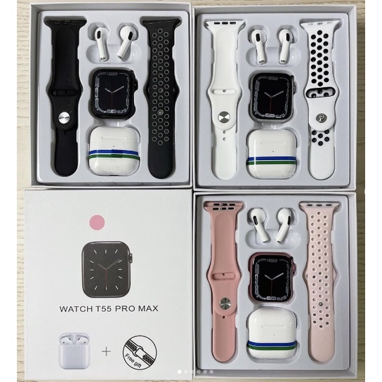 T55 Pro Max Smartwatch TWS Fone De Ouvido 2 Em 1 BT Chamada Reloj Smart 1,71 Polegadas Relógio Inteligente
