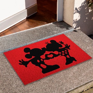 Tapete de Porta Divertido Capacho - Mickey e Minnie Se Beijando