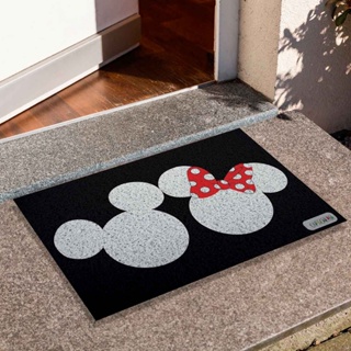 Tapete de Porta Divertido Capacho - Mickey E Minnie Laço Vermelho
