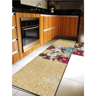 Kit Tapete 2 peças Capacho Cozinha - Mickey e Minnie Juntos