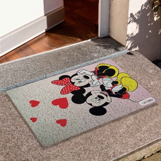 Tapete de Porta Divertido Capacho - Mickey E Minnie Coração