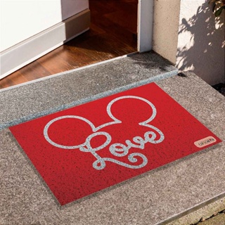 Tapete de Porta Divertido Capacho Escrita - Love Mickey Vermelho