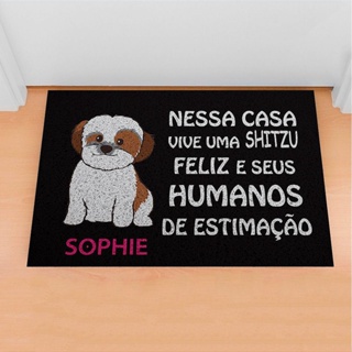 Tapete de Porta Divertido Capacho Pet - Nessa Casa Vive Uma Shih-tzu Personalize I