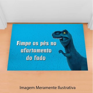 Tapete de Porta Divertido Capacho Frase - Fimpe os pés no afartamento do fado Dinossauro